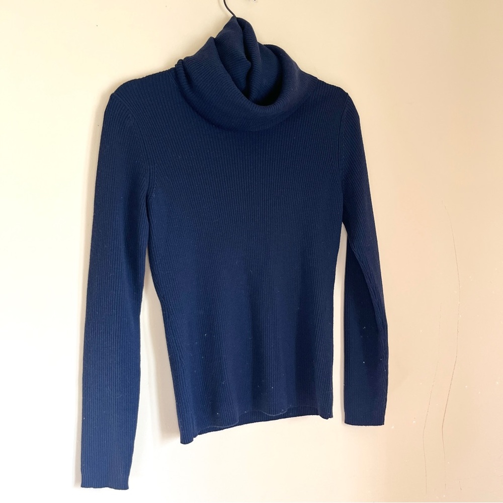 Tory Burch Sport Navy Ribbed Longsleeve Turtleneck size Small